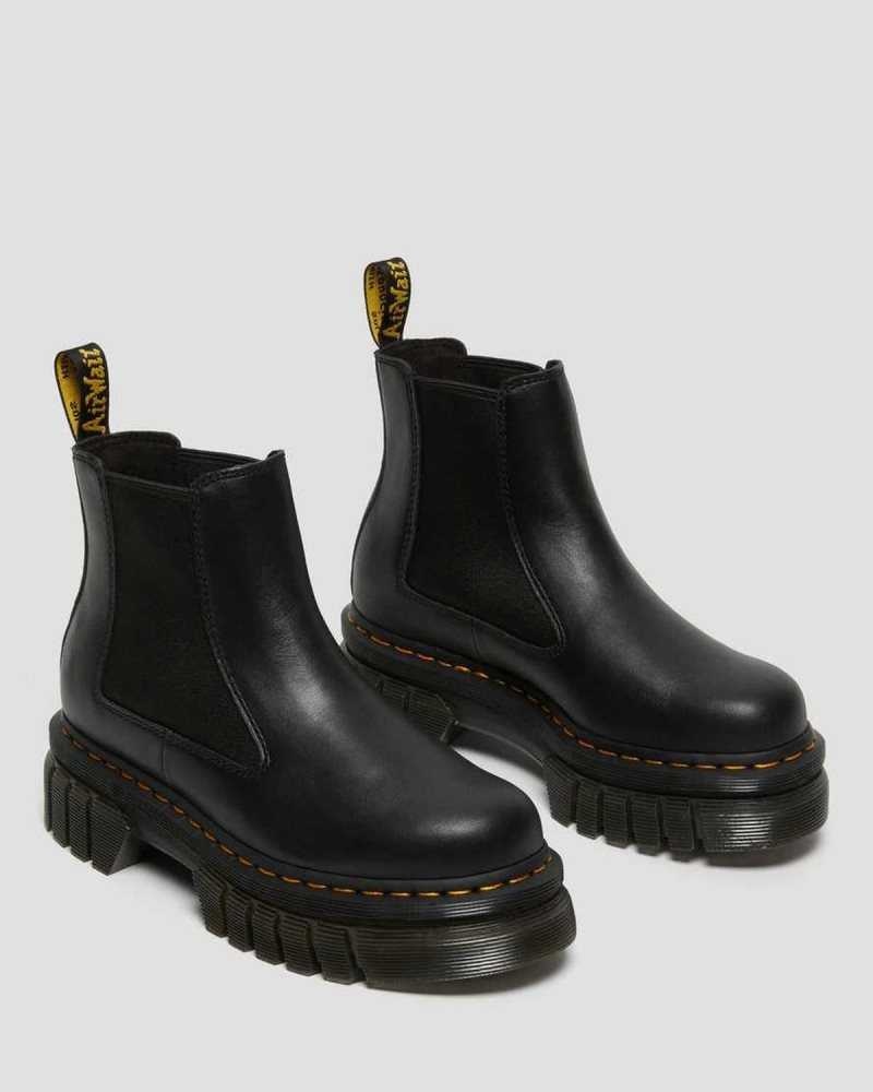 Black Dr. Martens Audrick Nappa Leather Platform Chelsea Boots | FACUM7982