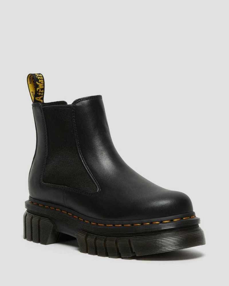 Black Dr. Martens Audrick Nappa Leather Platform Chelsea Boots | FACUM7982