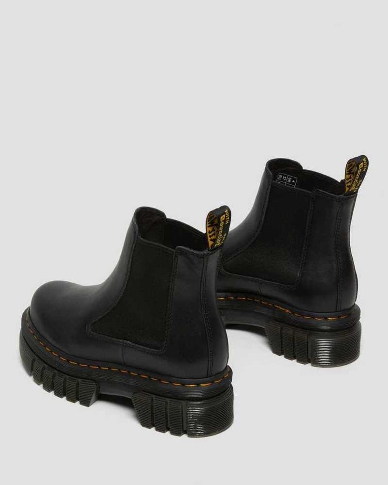 Black Dr. Martens Audrick Nappa Leather Platform Chelsea Boots | BVTOY7856