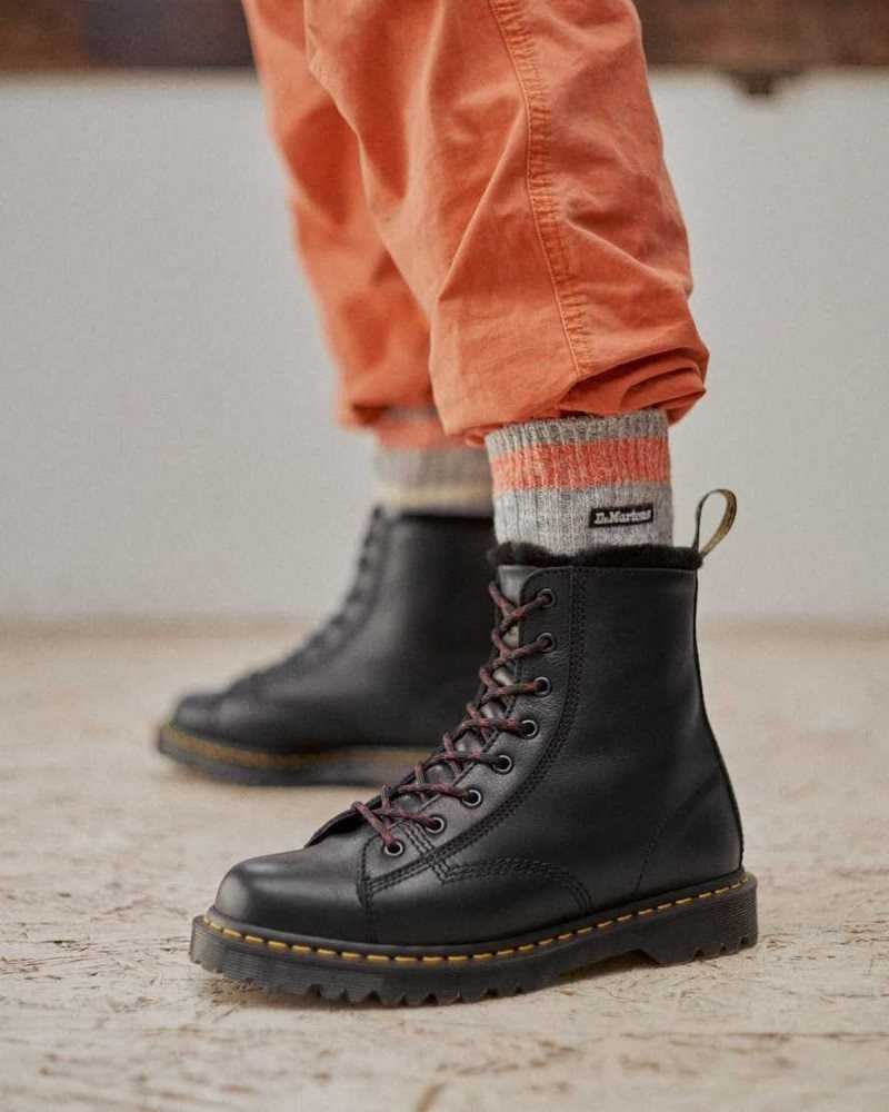 Black Dr. Martens Barton Shearling Lined Leather Boots | HOQJK3904