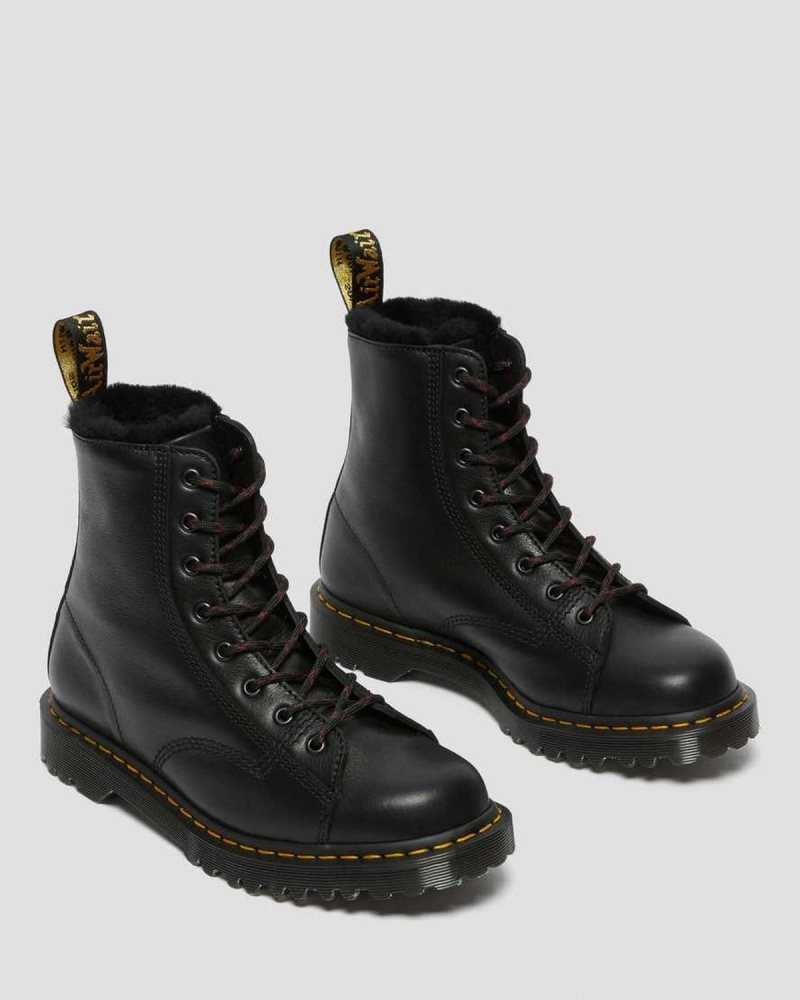 Black Dr. Martens Barton Shearling Lined Leather Boots | SFKAW9760