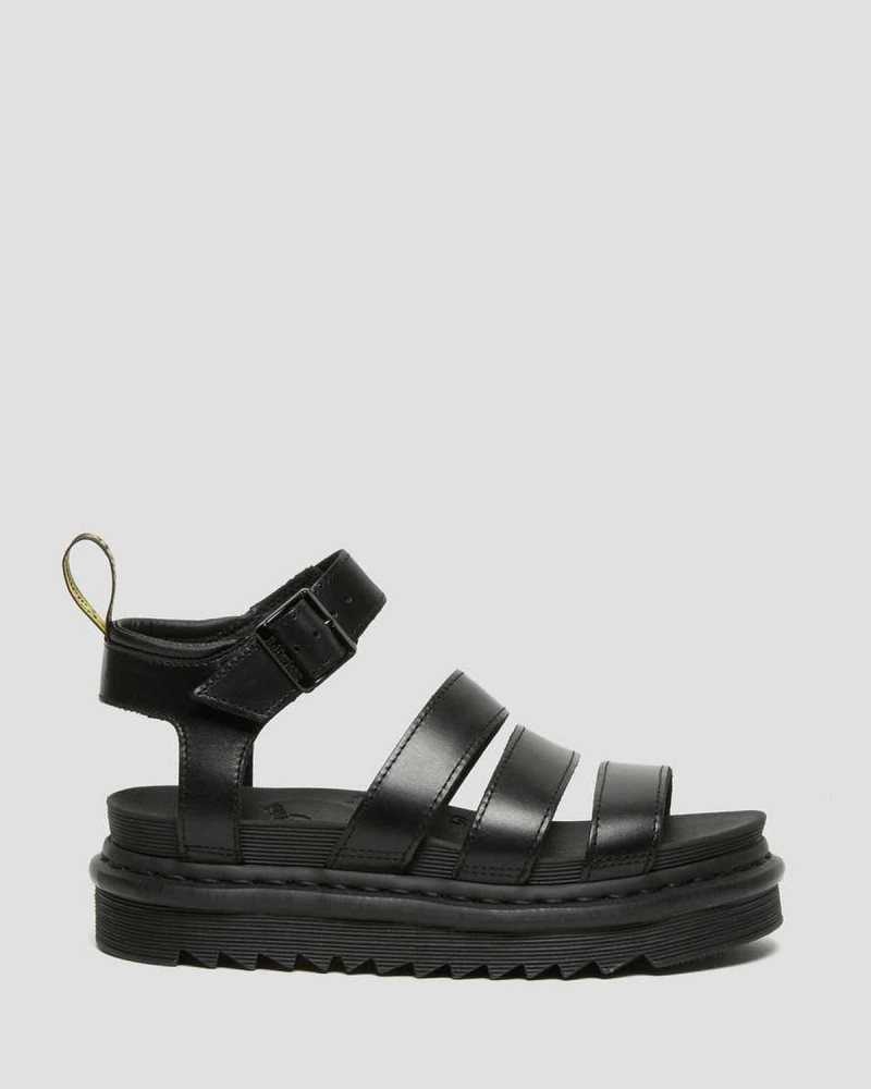 Black Dr. Martens Blaire Brando Leather Strap Sandals | NOSLT7586