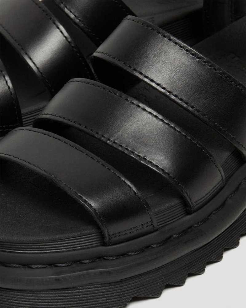 Black Dr. Martens Blaire Brando Leather Strap Sandals | NOSLT7586