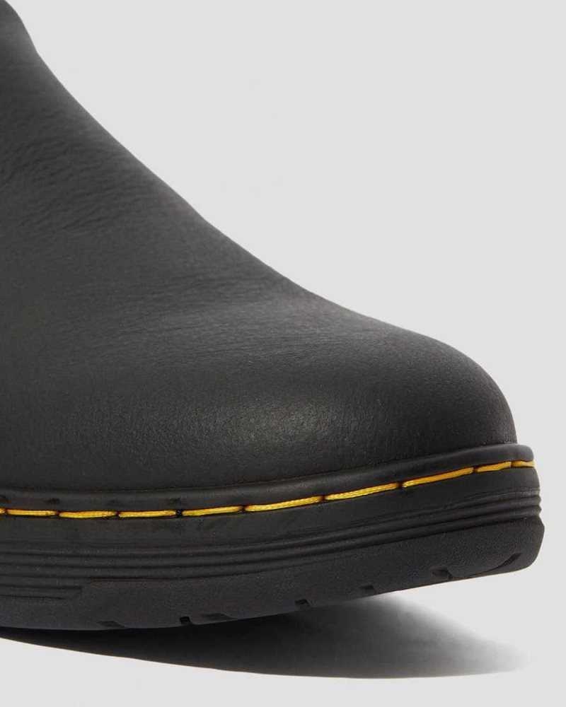 Black Dr. Martens Brockley Slip Resistant Leather Work Shoes | UQZPT0359