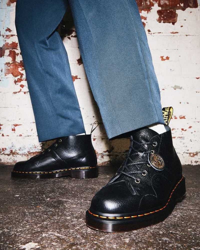 Black Dr. Martens Church Buckingham Leather Monkey Boots | TVEAY8170