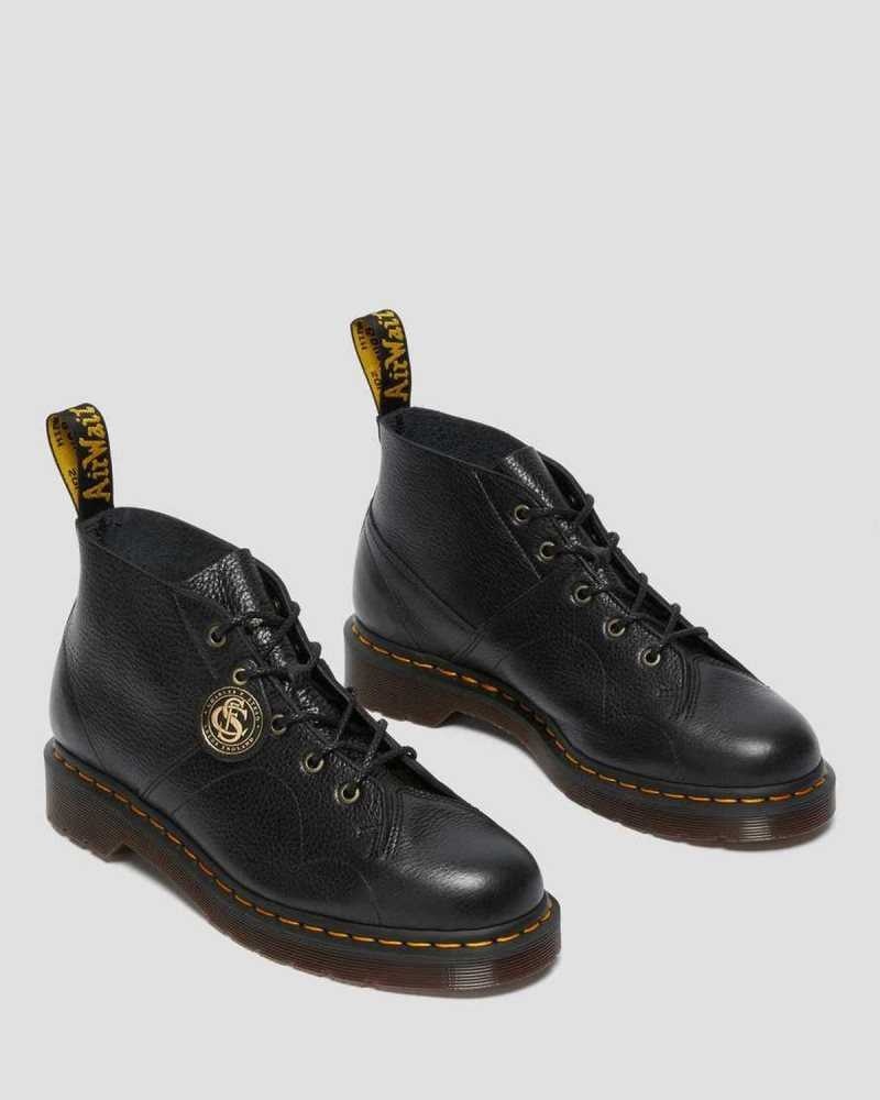 Black Dr. Martens Church Buckingham Leather Monkey Boots | TVEAY8170