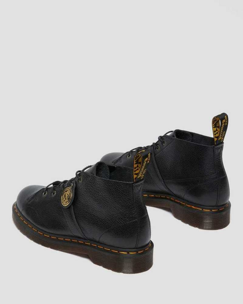 Black Dr. Martens Church Buckingham Leather Monkey Boots | TVEAY8170