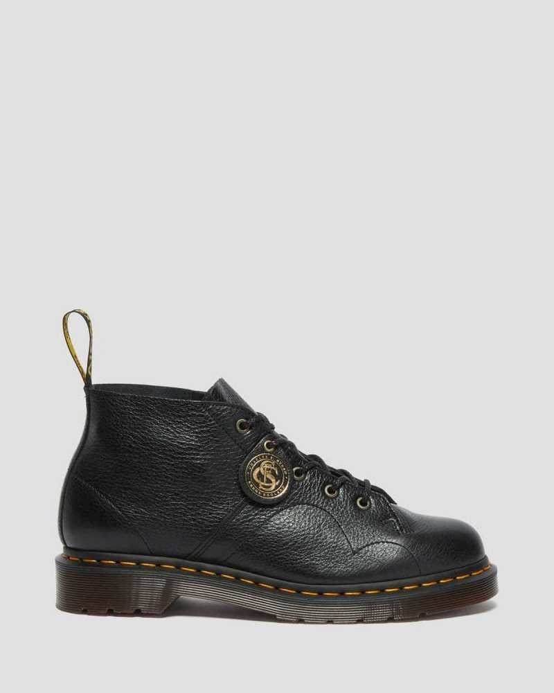 Black Dr. Martens Church Buckingham Leather Monkey Boots | TVEAY8170