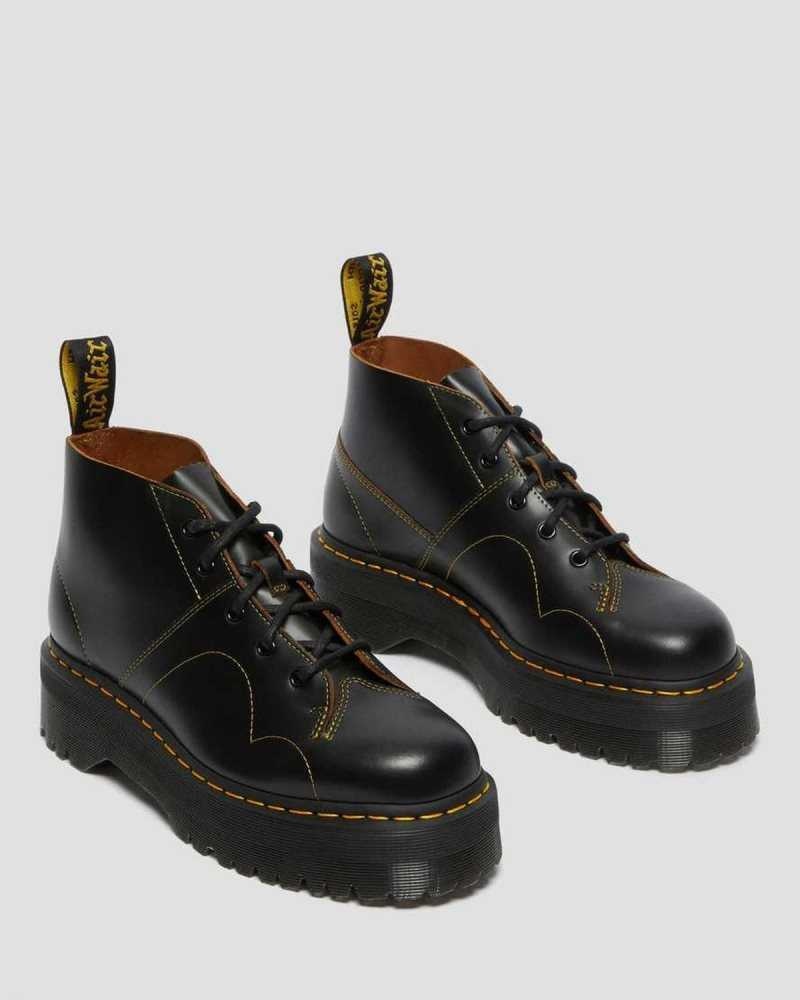 Black Dr. Martens Church Platform Monkey Boots | QBJHG7308