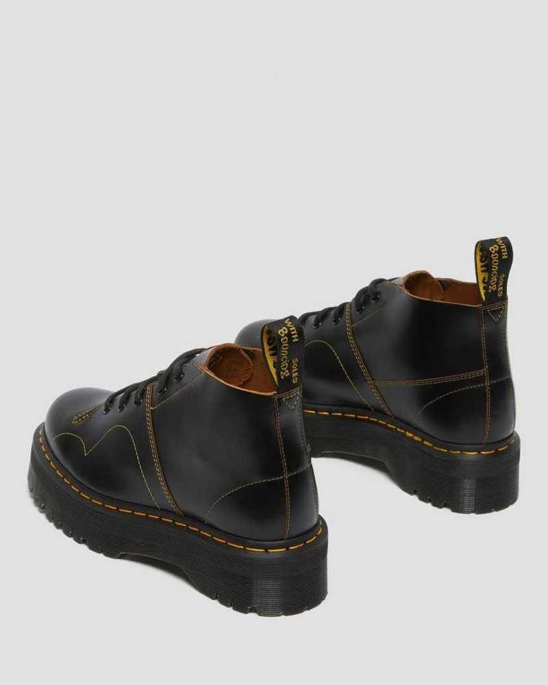 Black Dr. Martens Church Platform Monkey Boots | QBJHG7308