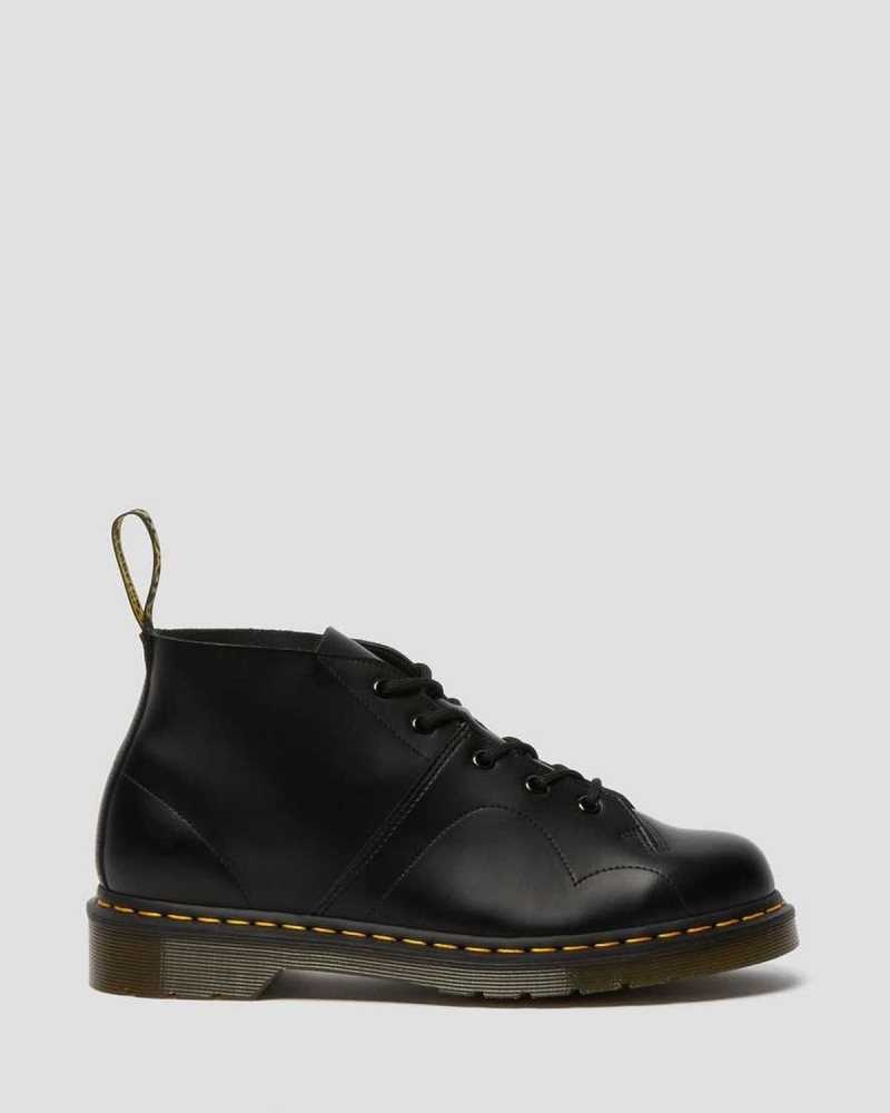 Black Dr. Martens Church Smooth Leather Monkey Boots | LEFPT1287