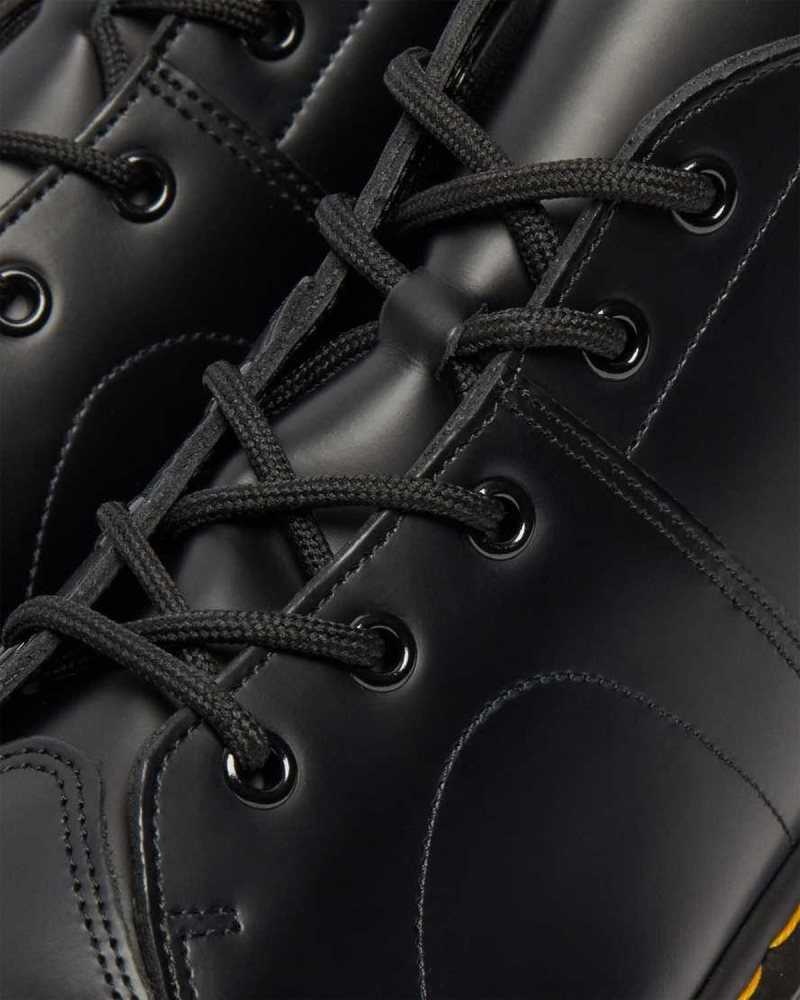 Black Dr. Martens Church Smooth Leather Monkey Boots | LEFPT1287