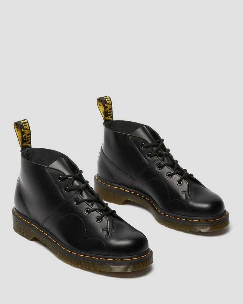 Black Dr. Martens Church Smooth Leather Monkey Boots | JRNLC3486