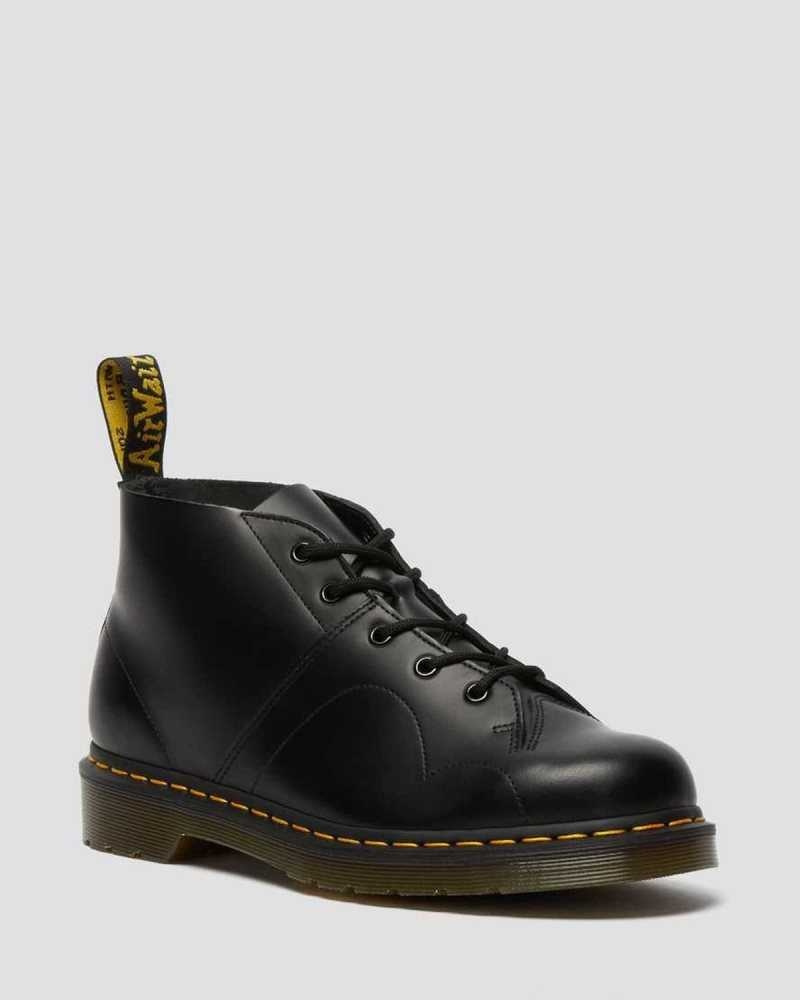 Black Dr. Martens Church Smooth Leather Monkey Boots | JRNLC3486