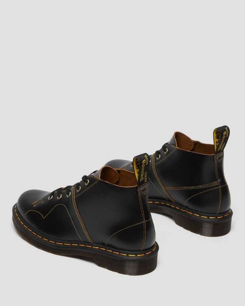 Black Dr. Martens Church Vintage Monkey Boots | CSYDN1679