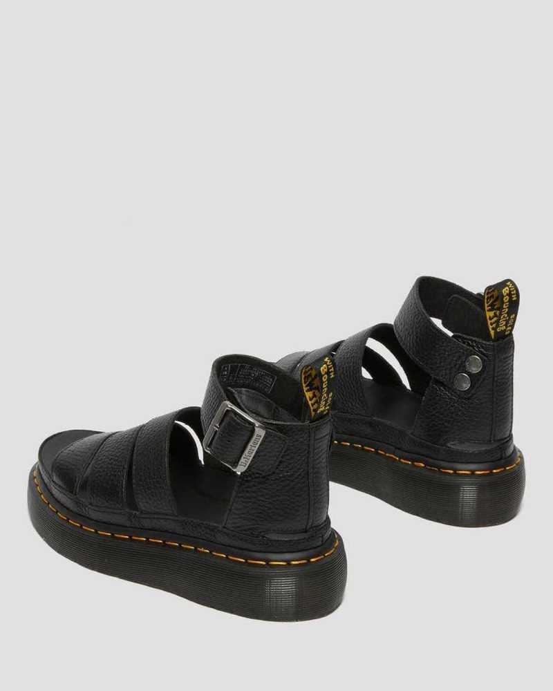 Black Dr. Martens Clarissa II Leather Platform Sandals | BFSVL7635