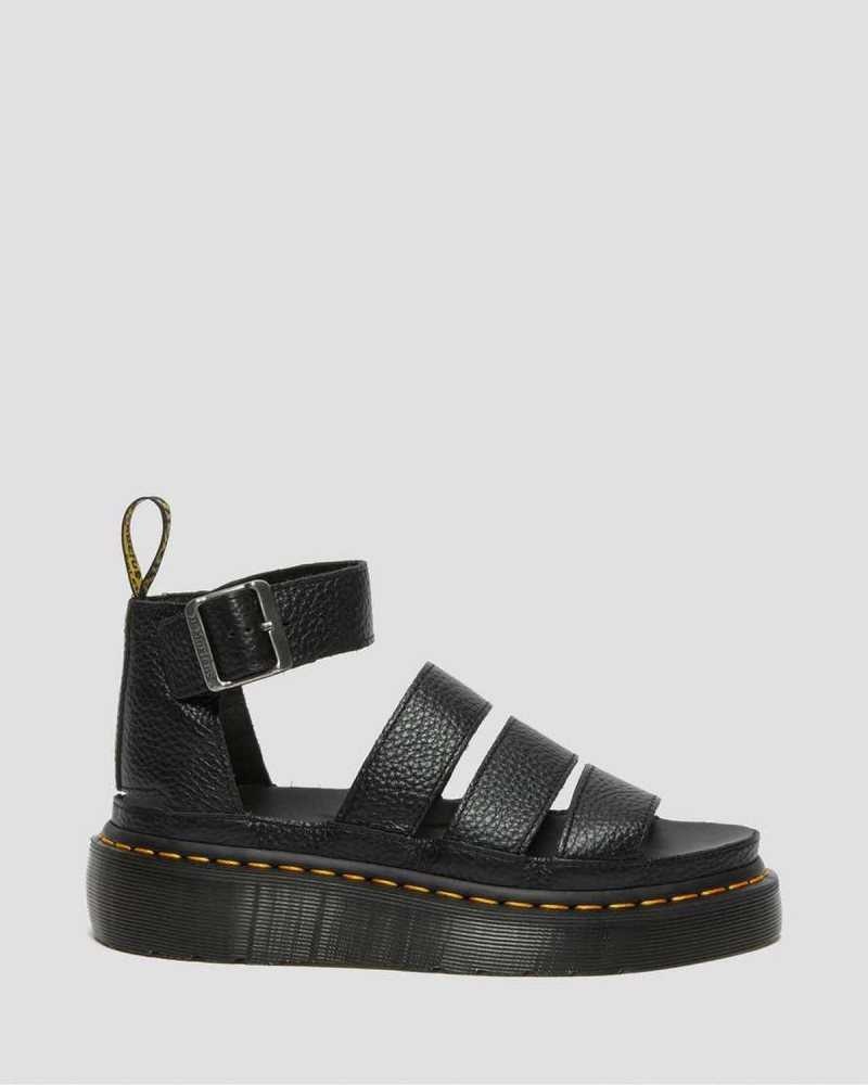 Black Dr. Martens Clarissa II Leather Platform Sandals | BFSVL7635