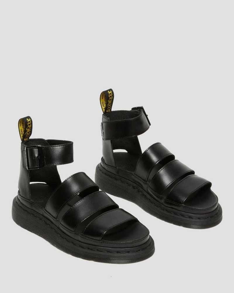 Black Dr. Martens Clarissa II Leather Strap Sandals | GADJU2159