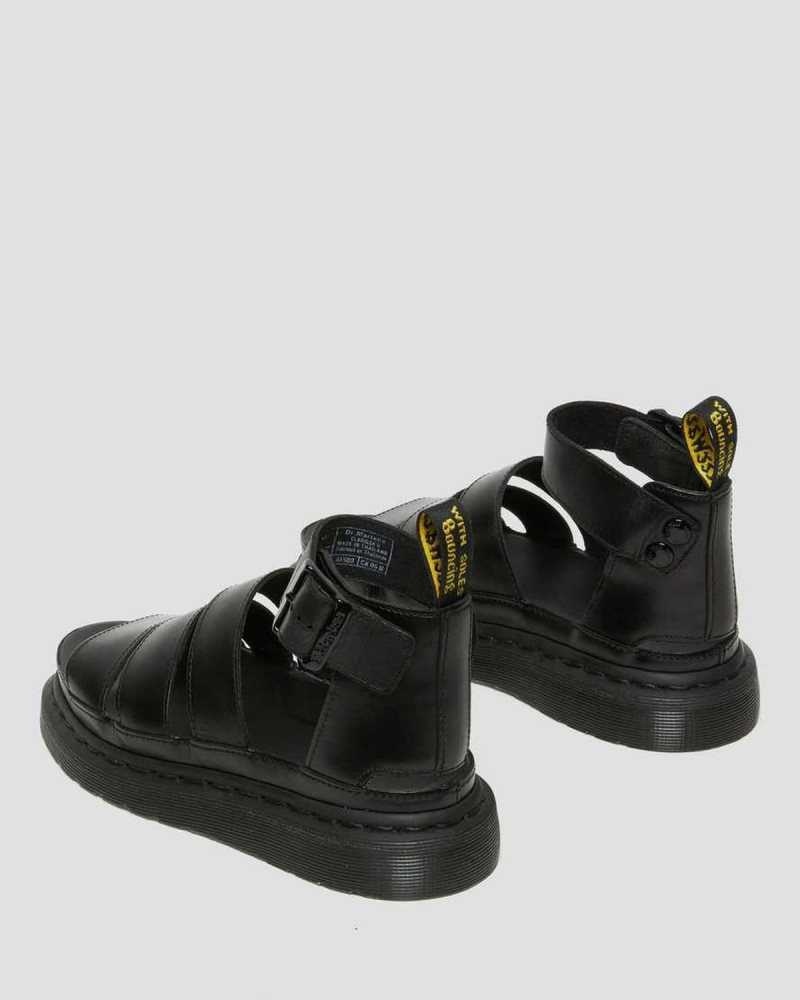 Black Dr. Martens Clarissa II Leather Strap Sandals | GADJU2159