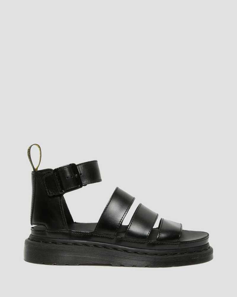 Black Dr. Martens Clarissa II Leather Strap Sandals | GADJU2159