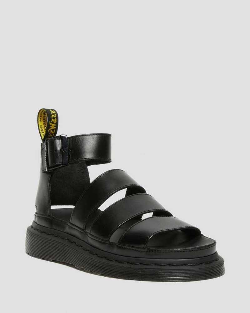 Black Dr. Martens Clarissa II Leather Strap Sandals | GADJU2159