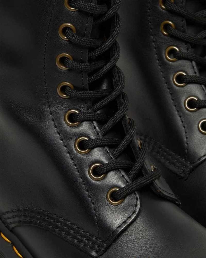 Black Dr. Martens Clemency Leather Heeled Lace Up Boots | CYQNR8160