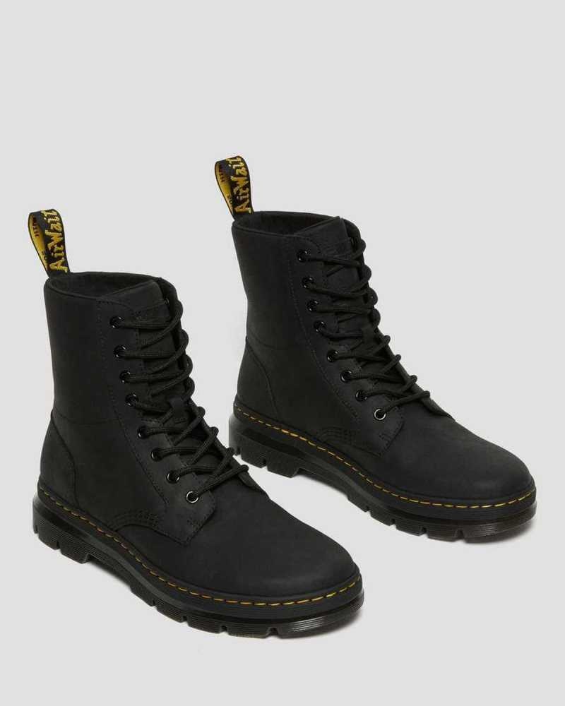 Black Dr. Martens Combs Leather Casual Boots | ASZKO0218