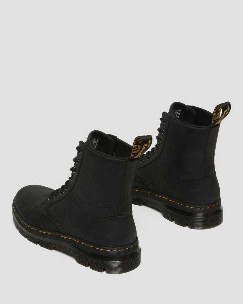 Black Dr. Martens Combs Leather Casual Boots | ASZKO0218