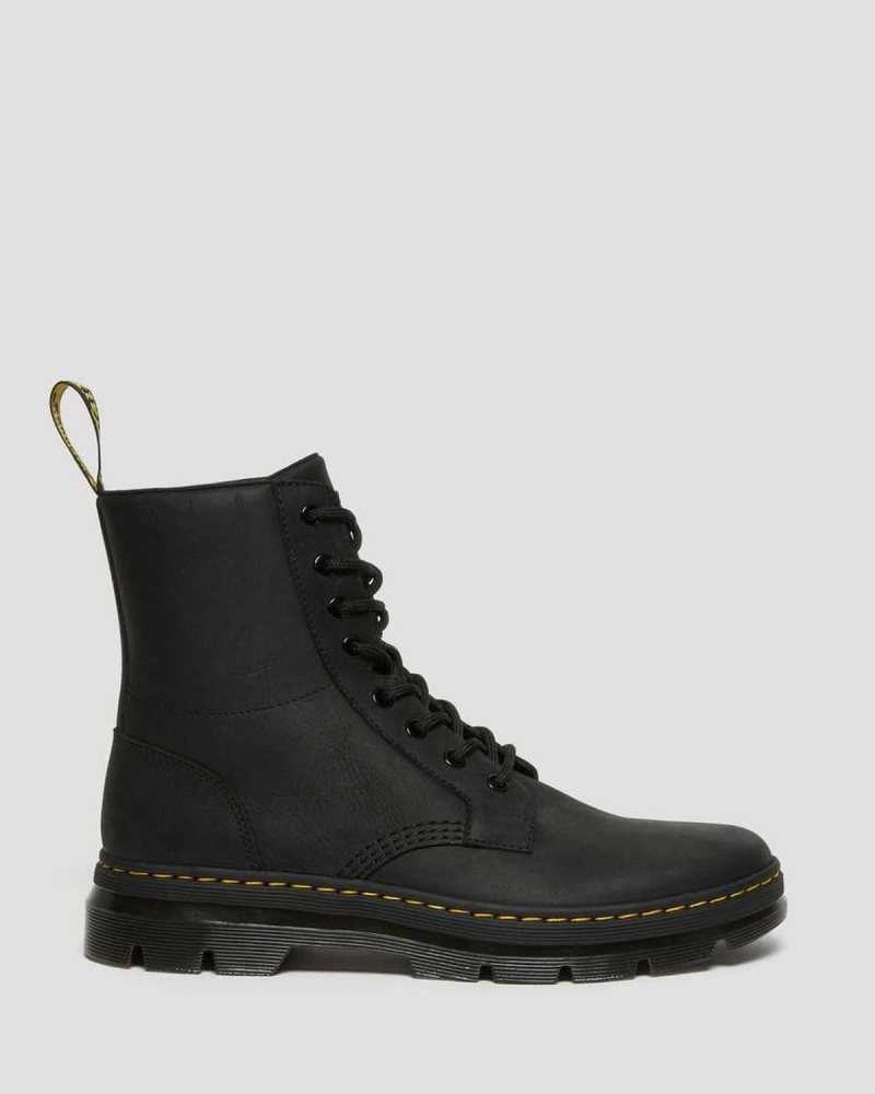 Black Dr. Martens Combs Leather Casual Boots | ASZKO0218