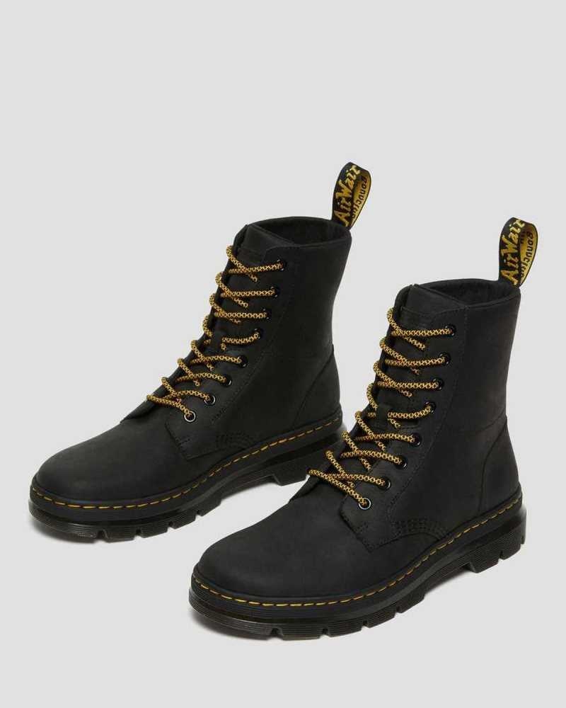 Black Dr. Martens Combs Leather Casual Boots | ASZKO0218