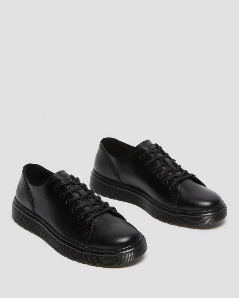 Black Dr. Martens Dante Brando Leather Casual Shoes | GFOKV9162