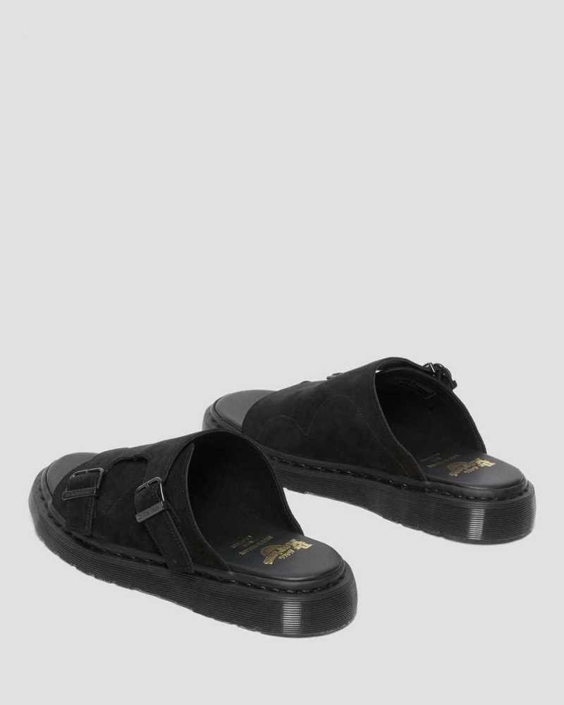 Black Dr. Martens Dayne Suede Slide Sandals | ZOIHP0927