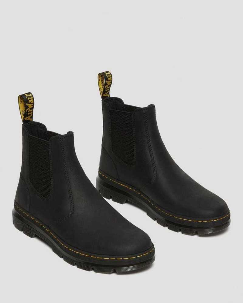 Black Dr. Martens Embury Leather Casual Chelsea Boots | FNWQA7259