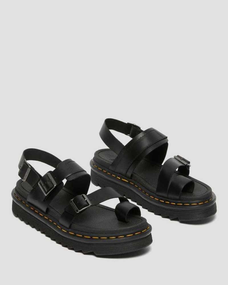 Black Dr. Martens Fynn Leather Strap Sandals | XMWIP6708