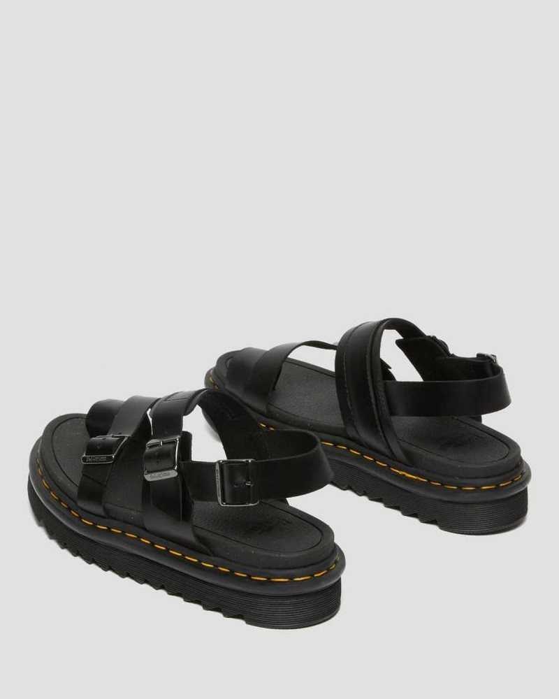 Black Dr. Martens Fynn Leather Strap Sandals | XMWIP6708