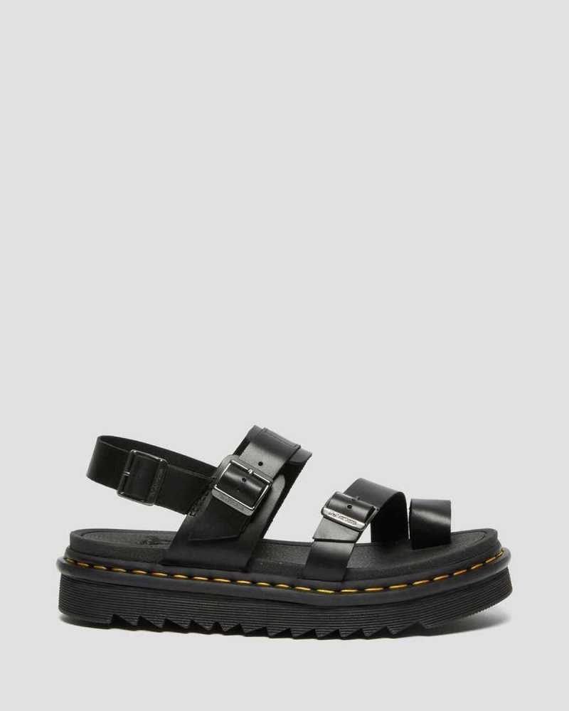 Black Dr. Martens Fynn Leather Strap Sandals | XMWIP6708