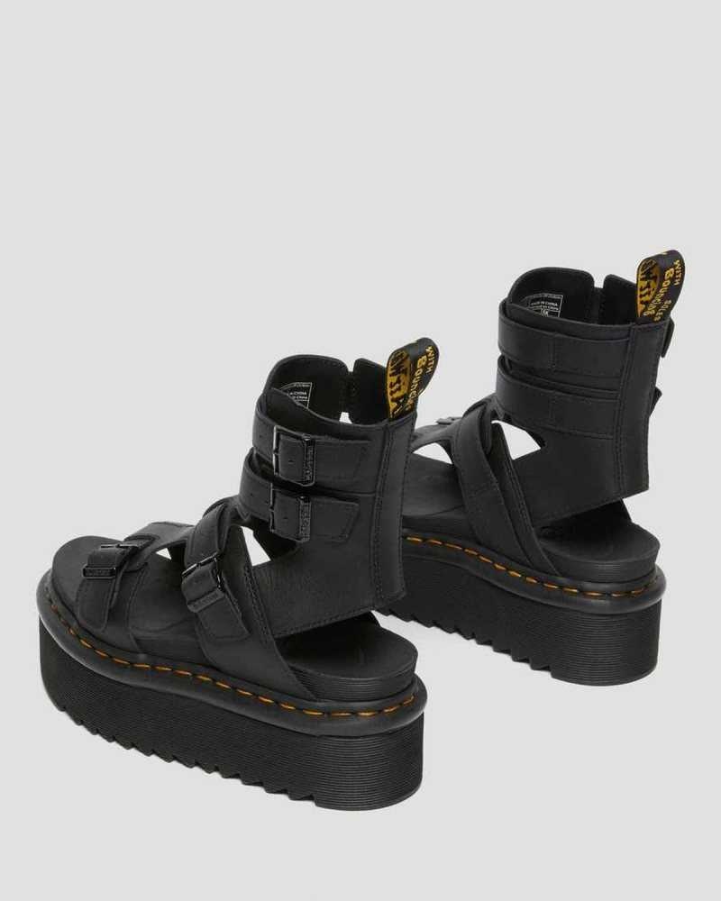 Black Dr. Martens Giavanna Leather Platform Gladiator Sandals | HXYFE4061