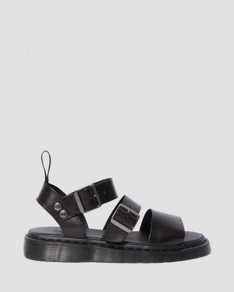 Black Dr. Martens Gryphon Brando Leather Gladiator Sandals | KRAYC2586