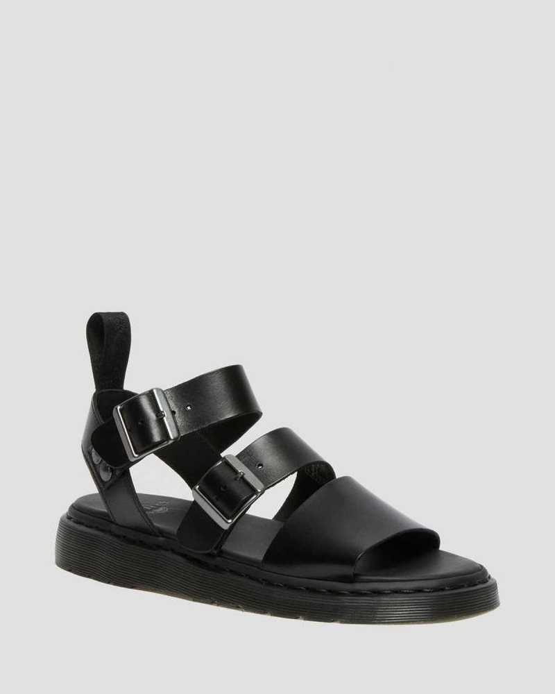 Black Dr. Martens Gryphon Brando Leather Gladiator Sandals | KRAYC2586