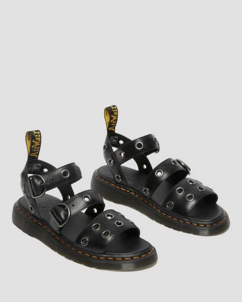 Black Dr. Martens Gryphon Hardware Brando Leather Sandals | NYXER6857