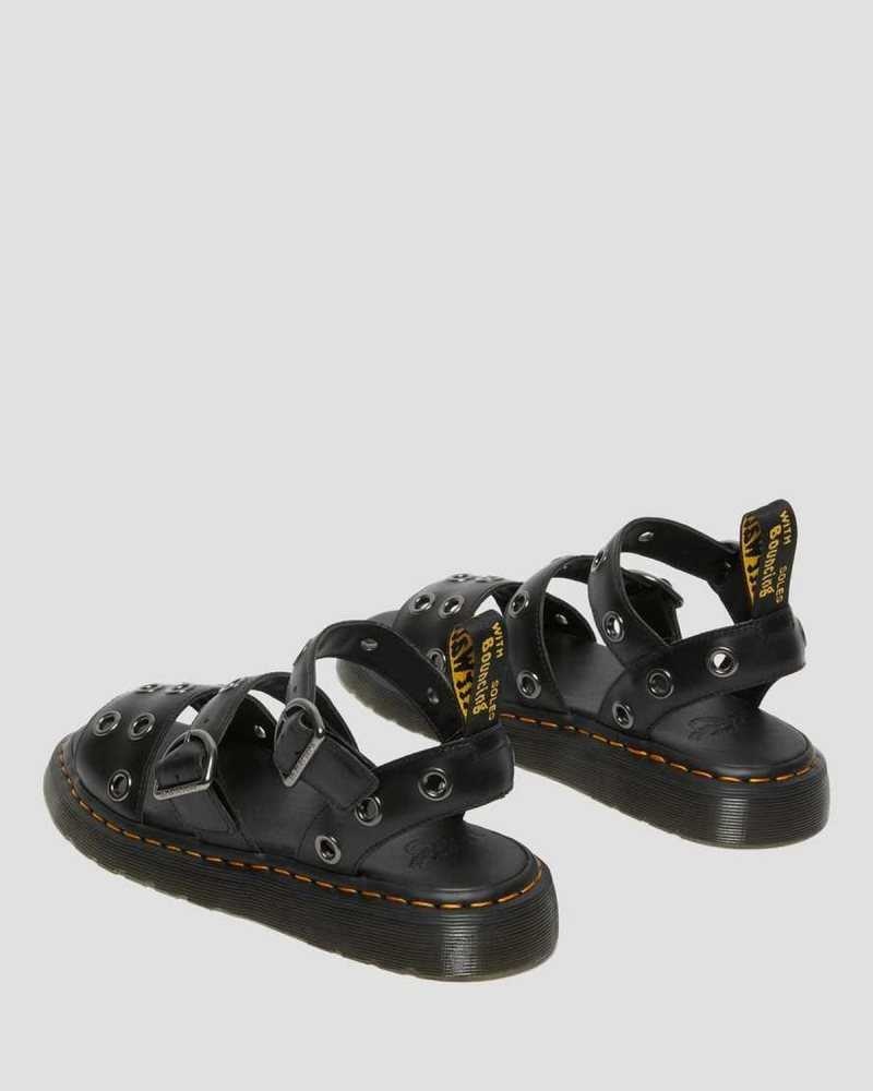 Black Dr. Martens Gryphon Hardware Brando Leather Sandals | NYXER6857