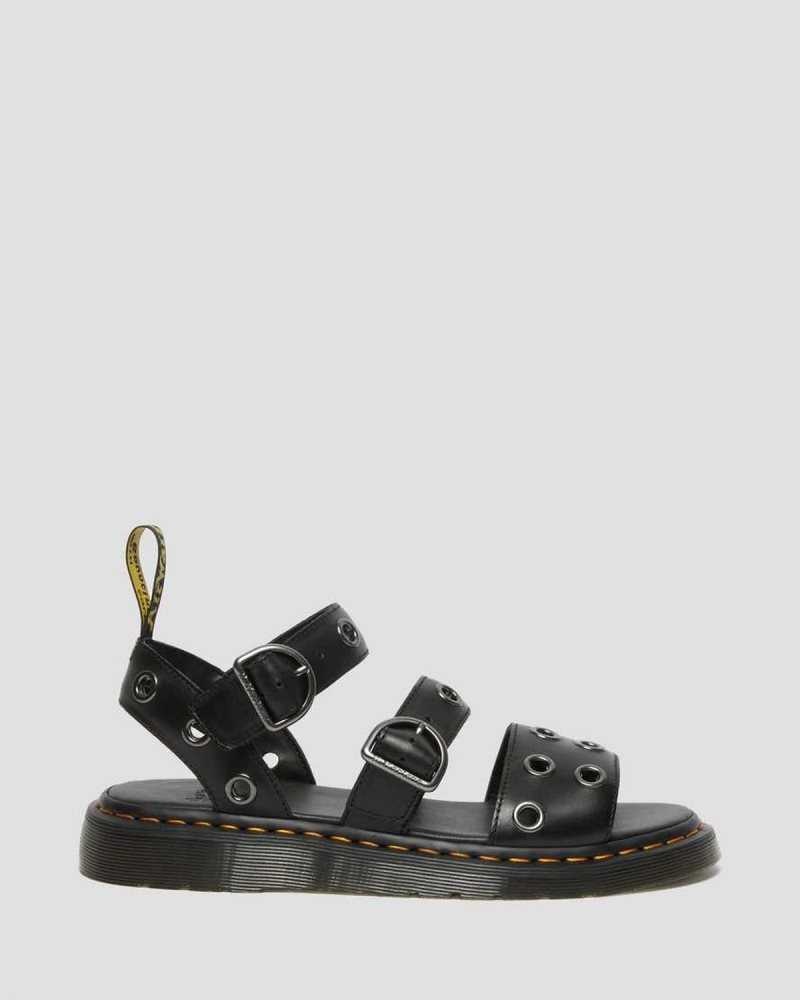 Black Dr. Martens Gryphon Hardware Brando Leather Sandals | NYXER6857