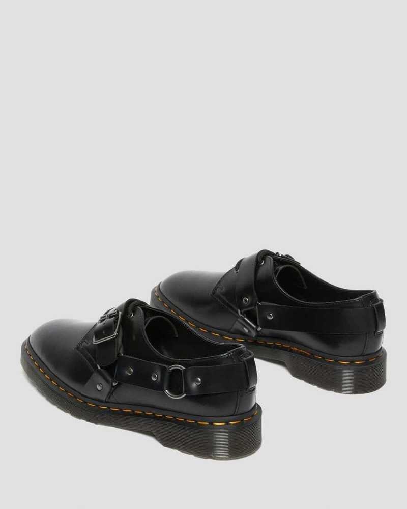 Black Dr. Martens Henree Polished Smooth Leather Buckle Shoes | OGNDQ6458