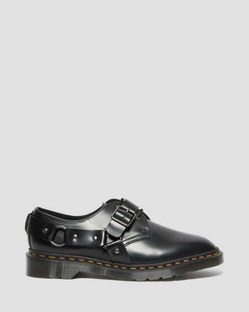 Black Dr. Martens Henree Polished Smooth Leather Buckle Shoes | OGNDQ6458