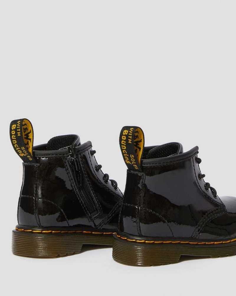 Black Dr. Martens Infant 1460 Patent Leather Lace Up Boots | QUIGW6250