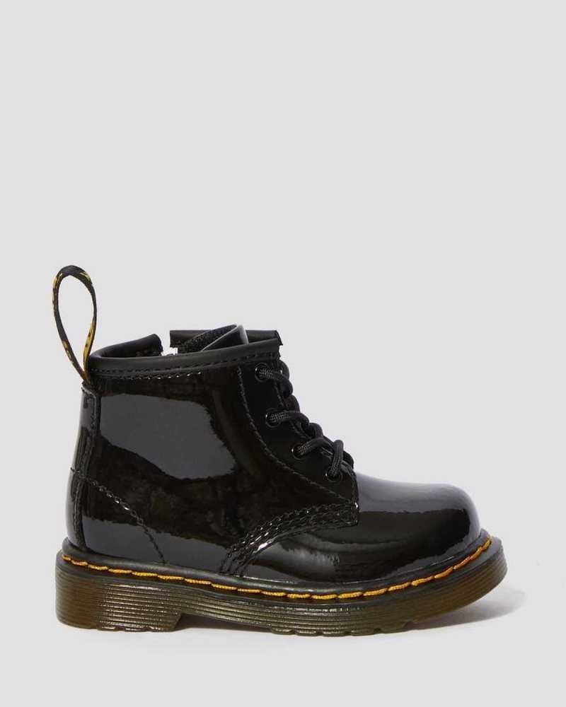 Black Dr. Martens Infant 1460 Patent Leather Lace Up Boots | QUIGW6250