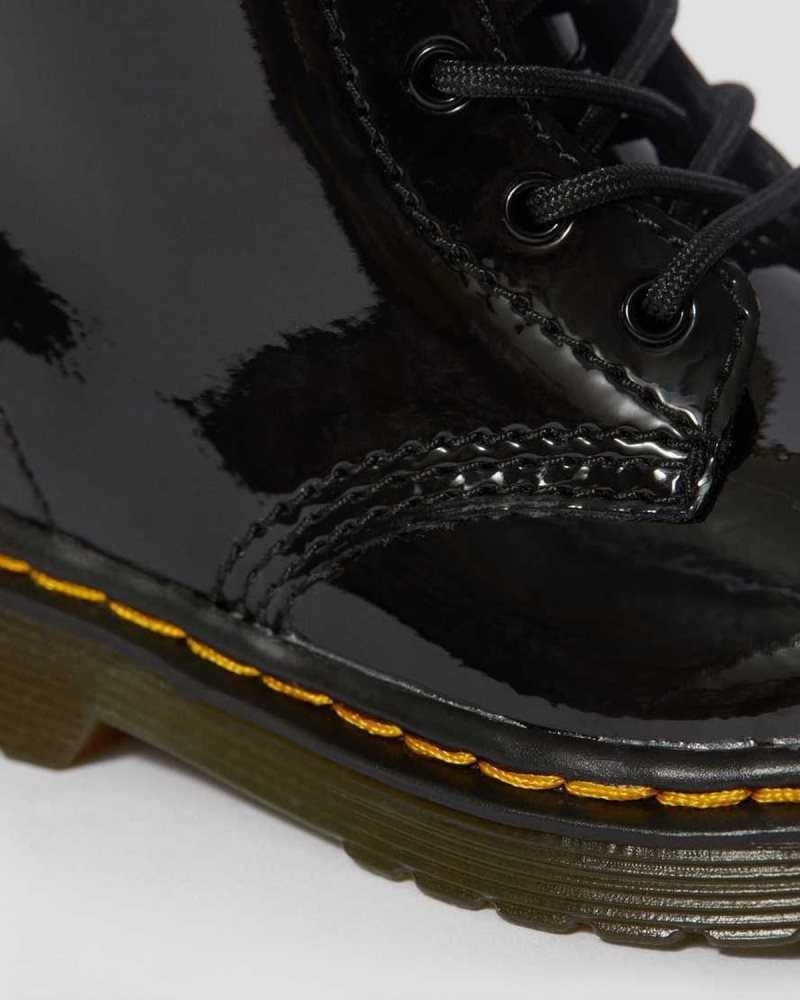 Black Dr. Martens Infant 1460 Patent Leather Lace Up Boots | QUIGW6250