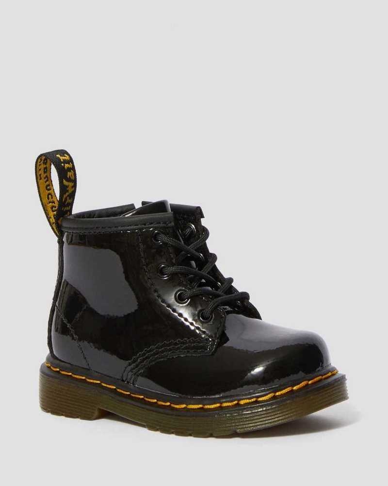 Black Dr. Martens Infant 1460 Patent Leather Lace Up Boots | QUIGW6250