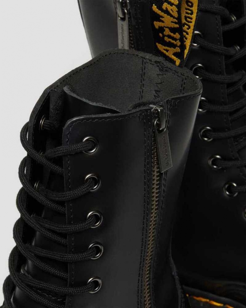 Black Dr. Martens Jadon Hi Smooth Leather Platform Boots | ZOXSD1380