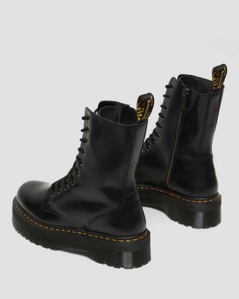 Black Dr. Martens Jadon Hi Smooth Leather Platform Boots | ZOXSD1380